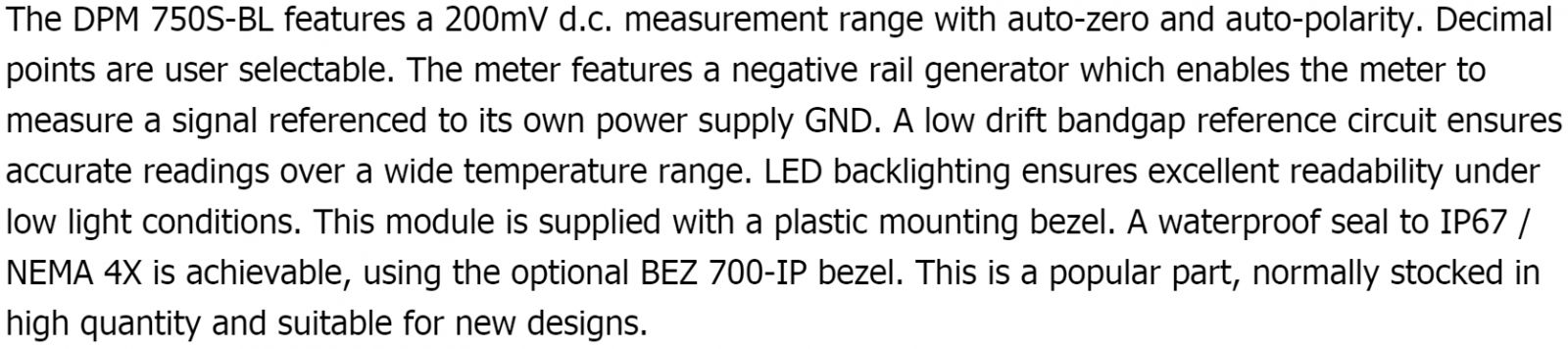 מדי תצוגה פנל מטר דיגיטליים LASCAR PANEL METRE DPM 750S-BL
